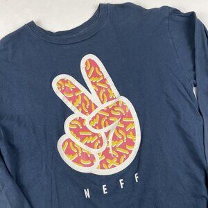 Neff Graphic T-Shirt Men’s S Peace Sign Colorful Logo Skate Snowboarding Cotton